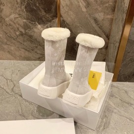 Maison Margiela Winter Thick Soled Wool Boots For Women White