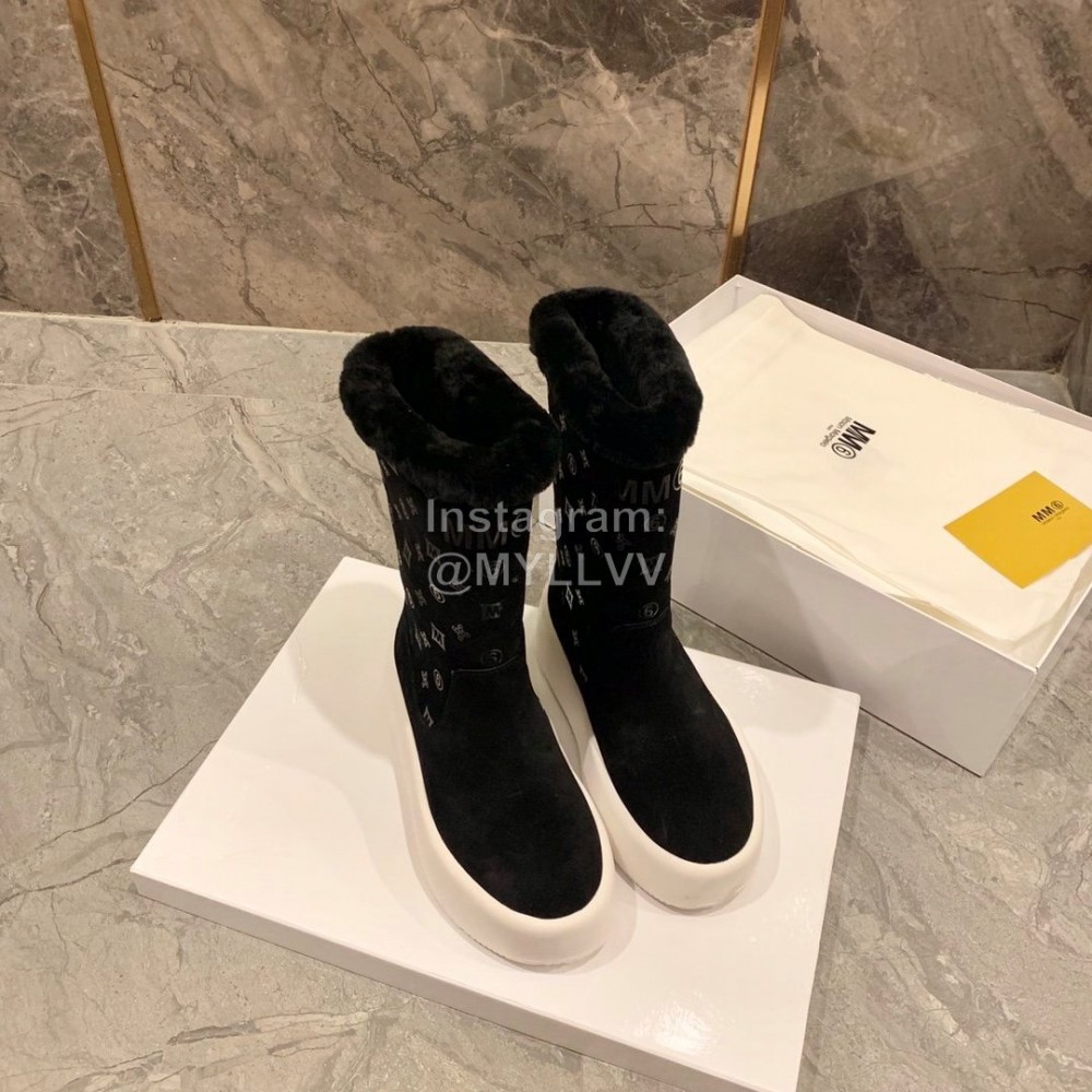 Maison Margiela Winter Thick Soled Wool Boots For Women Black