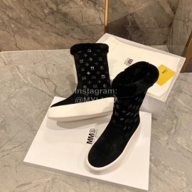 Maison Margiela Winter Thick Soled Wool Boots For Women Black