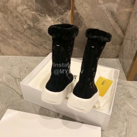 Maison Margiela Winter Thick Soled Wool Boots For Women Black