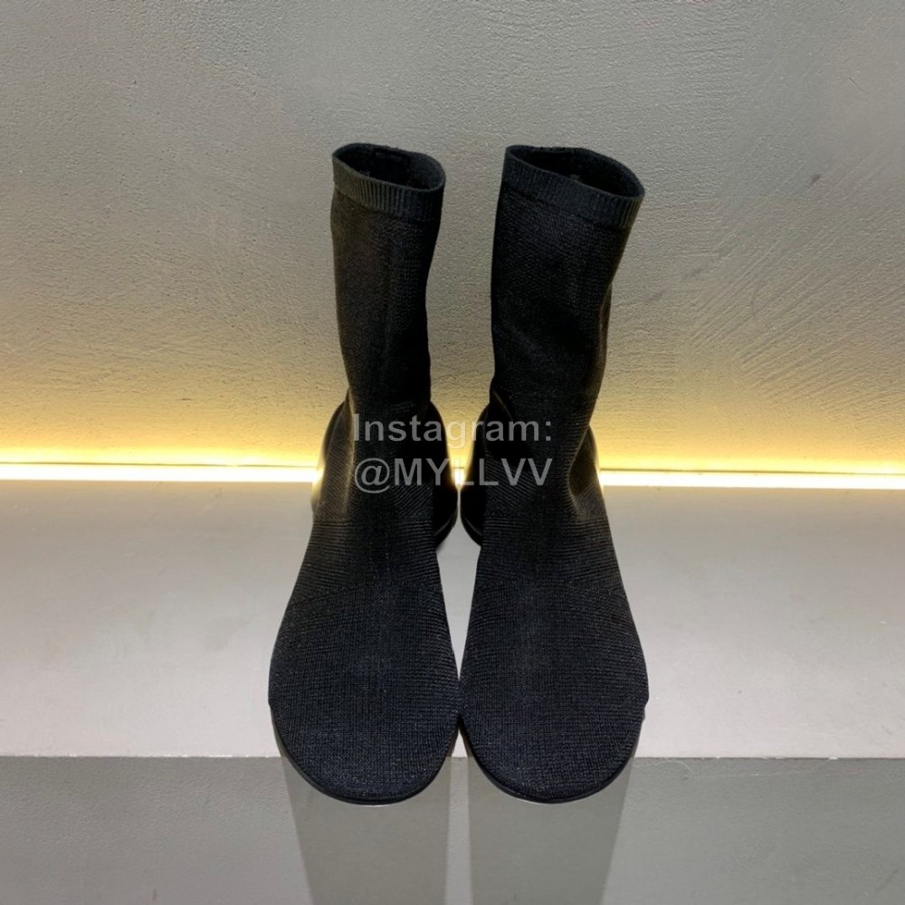 Maison Margiela Summer Mesh Thick High Heel Boots For Women Black