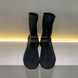 Maison Margiela Summer Mesh Thick High Heel Boots For Women Black