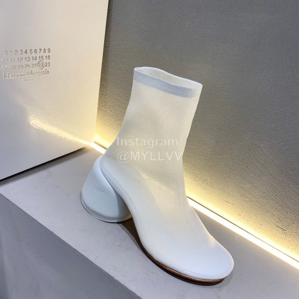 Maison Margiela Summer Mesh Thick High Heel Boots For Women White