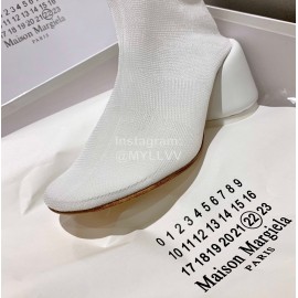 Maison Margiela Summer Mesh Thick High Heel Boots For Women White