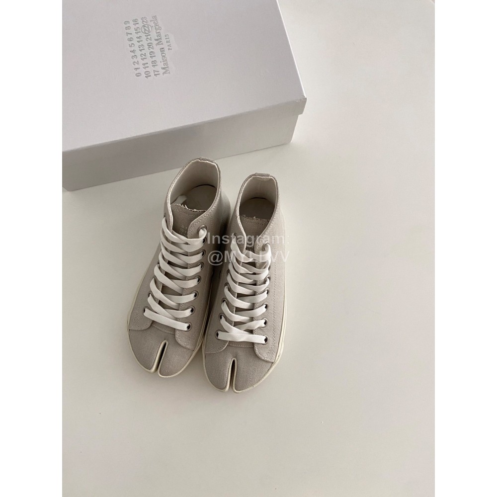 Maison Margiela Velvet Canvas High Top Tabi Shoes For Women Gray