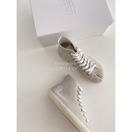 Maison Margiela Velvet Canvas High Top Tabi Shoes For Women Gray