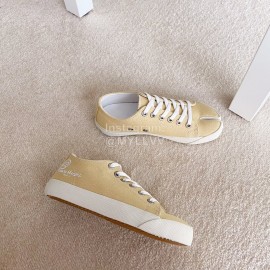 Maison Margiela Velvet Canvas Tabi Shoes For Women Beige