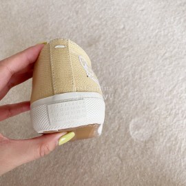 Maison Margiela Velvet Canvas Tabi Shoes For Women Beige