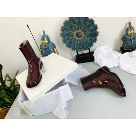 Maison Margiela Autumn Winter New Cowhide Short Boots For Women Wine Red