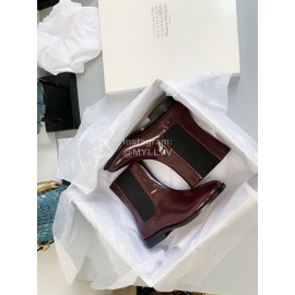 Maison Margiela Autumn Winter New Cowhide Short Boots For Women Wine Red