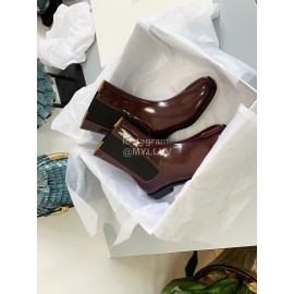 Maison Margiela Autumn Winter New Cowhide Short Boots For Women Wine Red