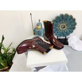 Maison Margiela Autumn Winter New Cowhide Short Boots For Women Wine Red