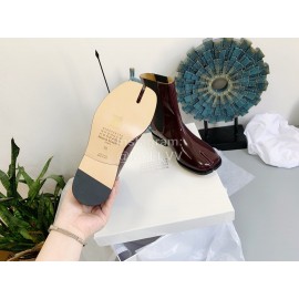 Maison Margiela Autumn Winter New Cowhide Short Boots For Women Wine Red