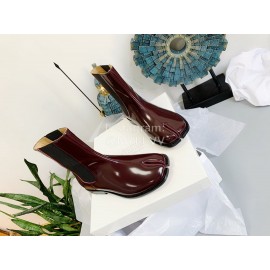 Maison Margiela Autumn Winter New Cowhide Short Boots For Women Wine Red