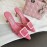 Manolo Blahnik Fashion Sheepskin Square Buckle High Heel Muller Slippers Rose Red