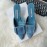 Manolo Blahnik New Sheepskin Square Buckle High Heel Muller Slippers Blue
