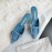 Manolo Blahnik New Sheepskin Square Buckle High Heel Muller Slippers Blue