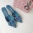 Manolo Blahnik New Sheepskin Square Buckle High Heel Muller Slippers Blue