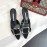Manolo Blahnik New Sheepskin Square Buckle High Heel Muller Slippers Black