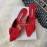 Manolo Blahnik Fashion Sheepskin Square Buckle High Heel Muller Slippers Red