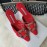 Manolo Blahnik New Sheepskin Square Buckle High Heel Muller Slippers Red