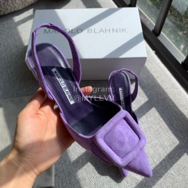 Manolo Blahnik Soft Sheepskin Velvet High Heel Muller Shoes Purple