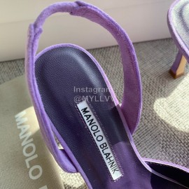 Manolo Blahnik Soft Sheepskin Velvet High Heel Muller Shoes Purple