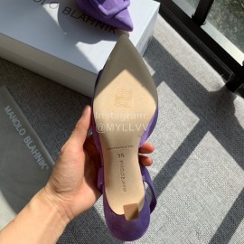 Manolo Blahnik Soft Sheepskin Velvet High Heel Muller Shoes Purple