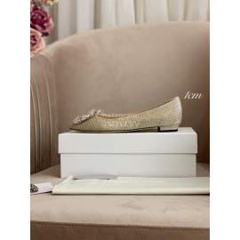 Manolo Blahnik New Silk Sheepskin Diamond Buckle Shoes For Women Green