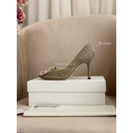 Manolo Blahnik New Silk Sheepskin Diamond Buckle Shoes For Women 