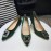 Manolo Blahnik Elegant Diamond Buckle Velvet Shoes For Women Green