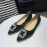 Manolo Blahnik Elegant Diamond Buckle Velvet Shoes For Women Green