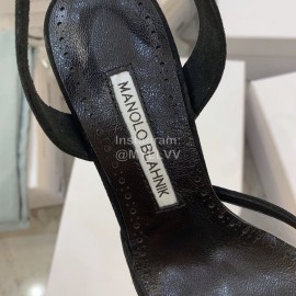 Manolo Blahnik Pvc Sheepskin Pointed High Heel Sandals For Women Black