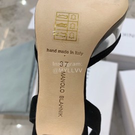 Manolo Blahnik Pvc Sheepskin Pointed High Heel Sandals For Women Black