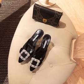 Manolo Blahnik Silk Diamond Buckle High Heel Sandals For Women 