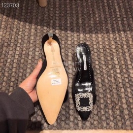 Manolo Blahnik Silk Diamond Buckle High Heel Sandals For Women 