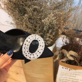 Manolo Blahnik Diamond Buckle Silk High Heel Sandals For Women Black