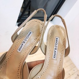 Manolo Blahnik Diamond Buckle Silk High Heel Sandals For Women Khaki