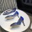 Manolo Blahnik Elegant Diamond Buckle Lace Shoes For Women Blue