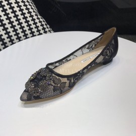 Manolo Blahnik Fashion Diamond Buckle Lace Shoes For Women Black