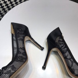 Manolo Blahnik Fashion Diamond Buckle Lace Shoes For Women Black