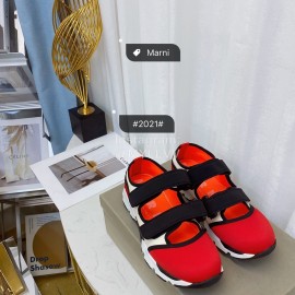 Marni Autumn Winter Velcro Canvas Shoes For Women Red
