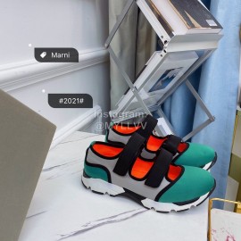 Marni Autumn Winter Velcro Canvas Shoes For Women Green