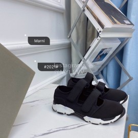 Marni Autumn Winter Velcro Canvas Shoes For Women Black