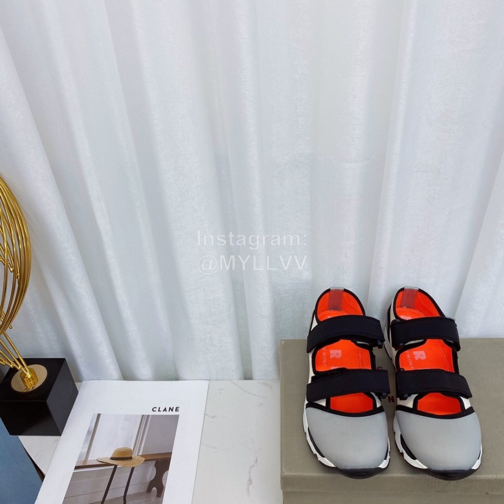 Marni Autumn Winter Velcro Canvas Shoes For Women Gray