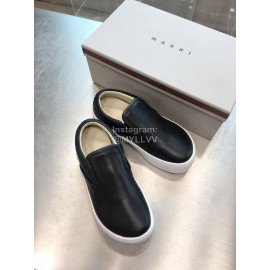 Marni Autumn Winter Fashion Cowhide Wool Shoes For Women Black
