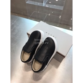 Marni Autumn Winter Fashion Cowhide Wool Shoes For Women Black