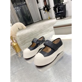 Marni Fashion Leather Canvas Casual Shoes For Women Black