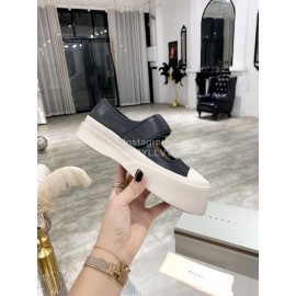 Marni Fashion Leather Canvas Casual Shoes For Women Black