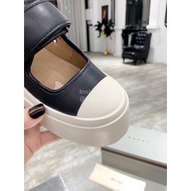 Marni Fashion Leather Canvas Casual Shoes For Women Black